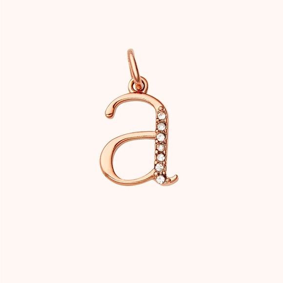 KEEP-It Pavé Letter necklace charm C & Double Heart charm Rose Gold. (2 charms) - Picture 3 of 4